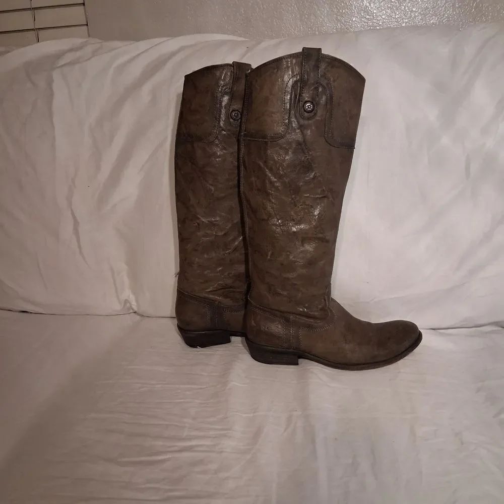 Frye Carso Gray Leather Boots Size 7B